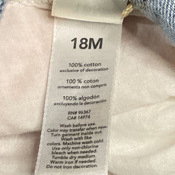 Oshkosh B'Gosh  Denim Jumper Overalls Dress Pink White Floral Skirt Pocket 18M - Picture 7 of 7